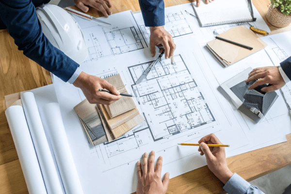 3D interior design planning and material selection