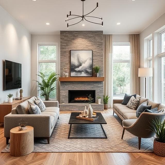 Renovated home interior with modern furniture