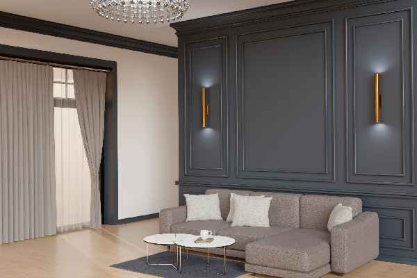 Elegant luxury living room interior with high-end finishes and custom design