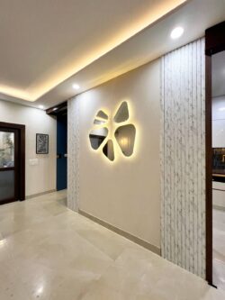 A reflection of love for their furry friend Custom dog paw-shaped wall mirror in a pet-loving home's interior