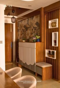 Warm contemporary home interior design with wooden finishes and soft textures Warm contemporary home interior design with wooden finishes and soft textures